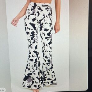 New! Altar'd State High Waisted Flared Bell Bottom Cow Print Jeans